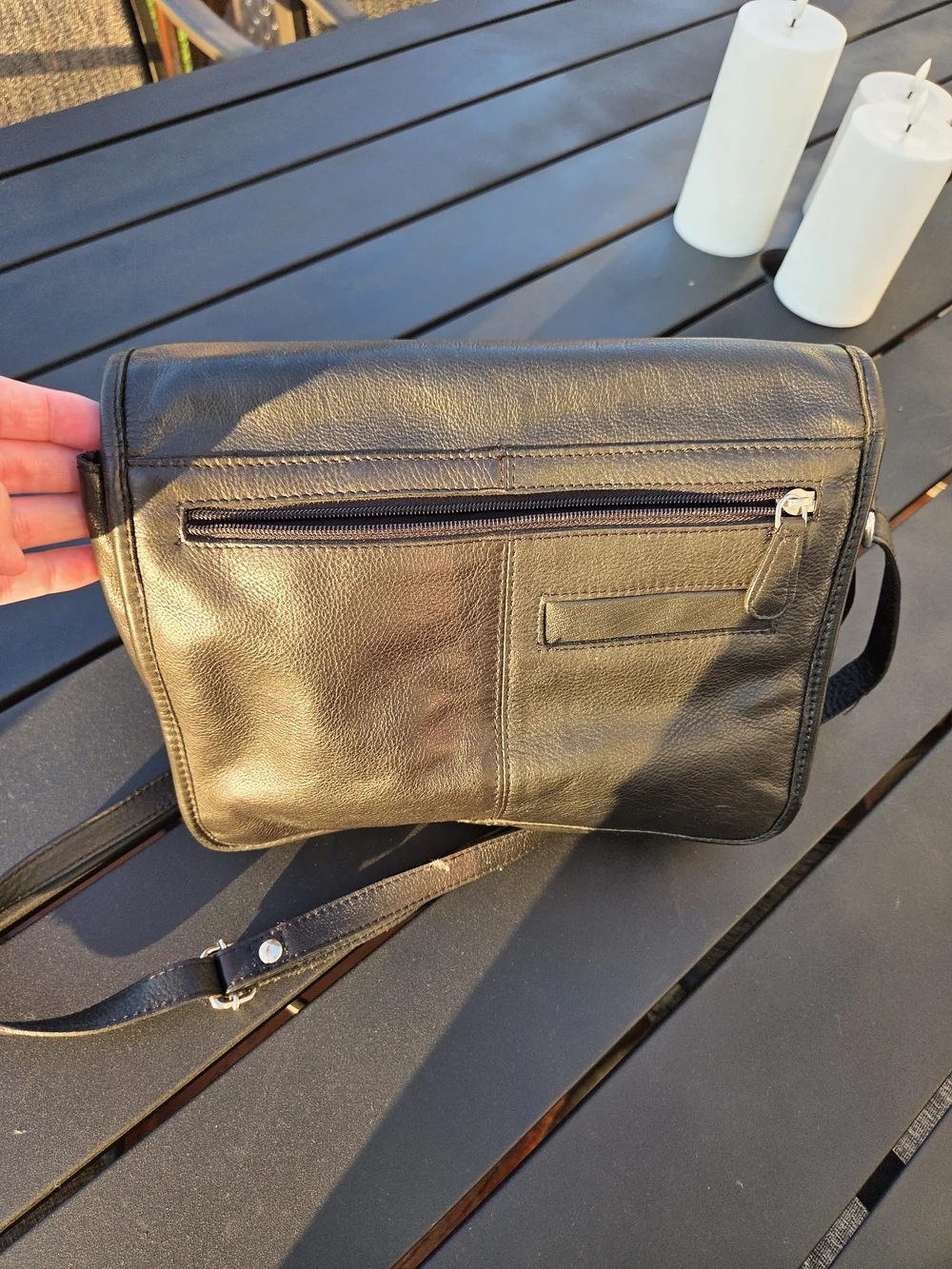 Classic Black Leather Crossbody Bag for Men